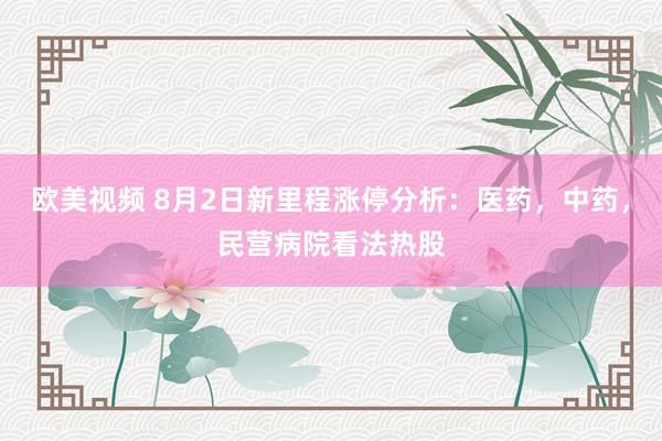 欧美视频 8月2日新里程涨停分析：医药，中药，民营病院看法热股