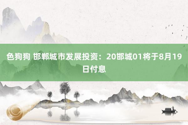 色狗狗 邯郸城市发展投资：20邯城01将于8月19日付息