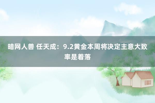 暗网人兽 任天成：9.2黄金本周将决定主意大致率是着落